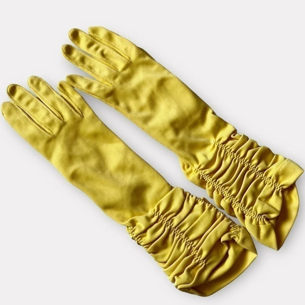 Vintage 60s Long Yellow Evening Gloves Size 7
